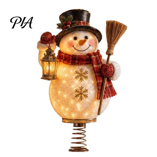 Light Up Holiday Tree Topper Lighted Christmas Topper, Illuminated Santa Claus Gingerbread Nutcracker Treetop Decorative Ornament for Top with Spring