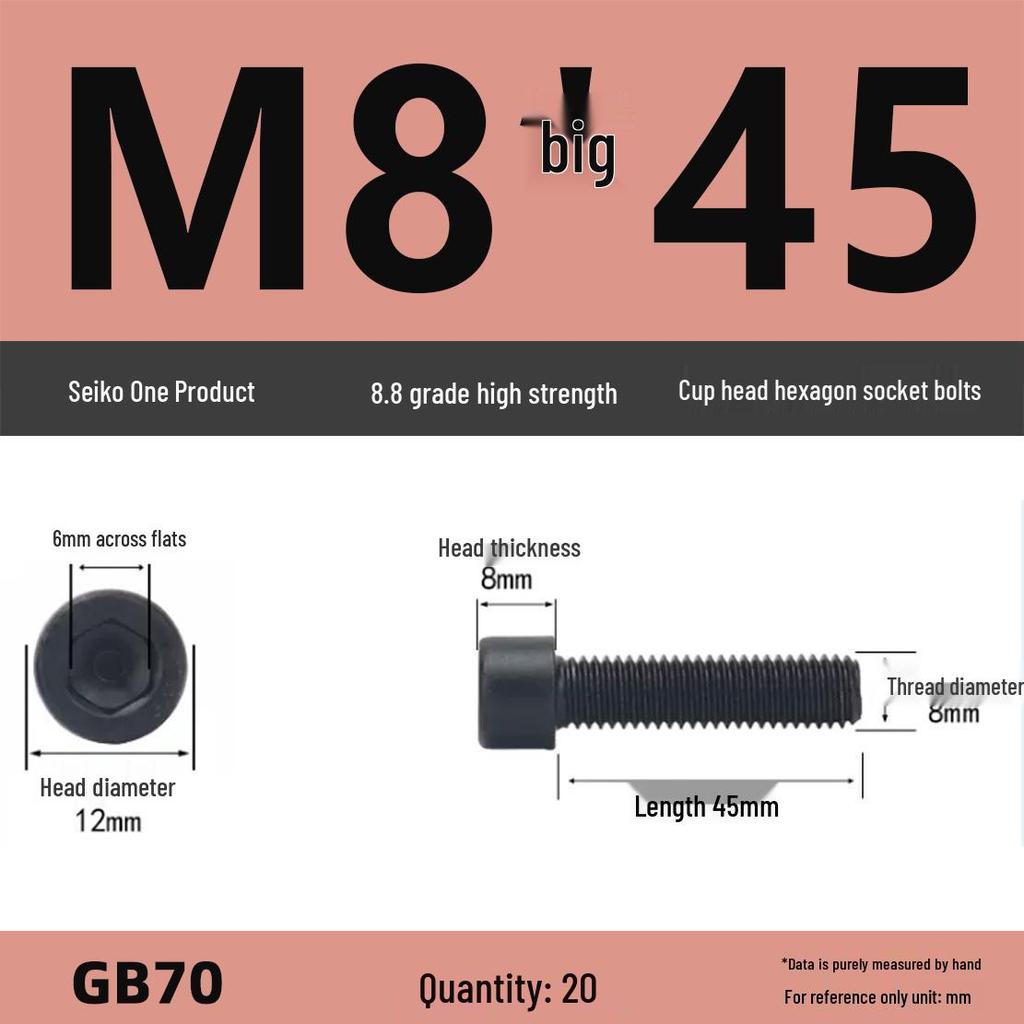 8.8 High-Strength Socket Head Cap Screw Bolt (M4-M16)