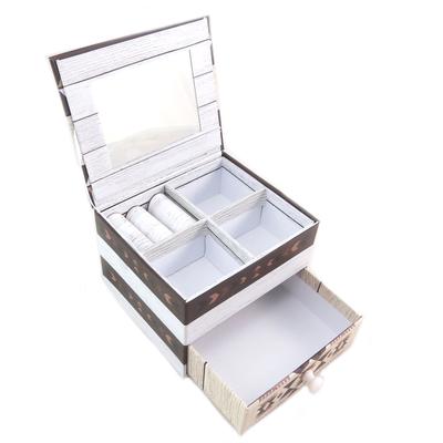 [P9416] - Brown Beige 'Boho' Jewelry Box - 11x9. 5x8cm