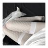 Women'S Sexy Stay-Up Thigh High Stockings Hollow Out Mesh Fishnet Hosiery, Black White Nylon Pantyhose, Breathable