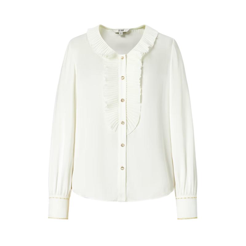 JUZUI French Romantic Pleated Lace Blouse M