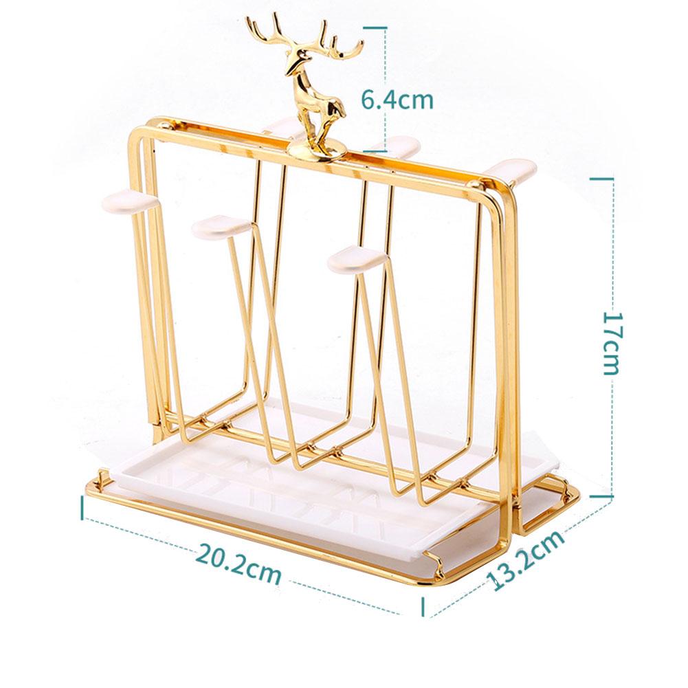 J1UL1N Water Draining Cup Holder Luxury Glass Rack Household Elk Water Cup Drain Stand 6 Cups Kitchen Tool Organize Cup Drying