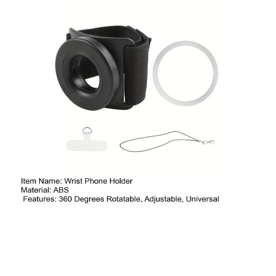 1 Set Wristband Magnetic Phone Holder 360 Degrees Rotatable Adjustable Men Women Outdoor Sports Running Walking Cycling Wrist Strap Cell Phone Mount