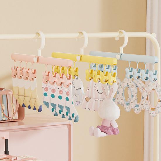 Folding Clothes Hanger 360-Degree Rotation Windproof Hook Strong Load-bearing Portable Clothes Rack Socks Hooks