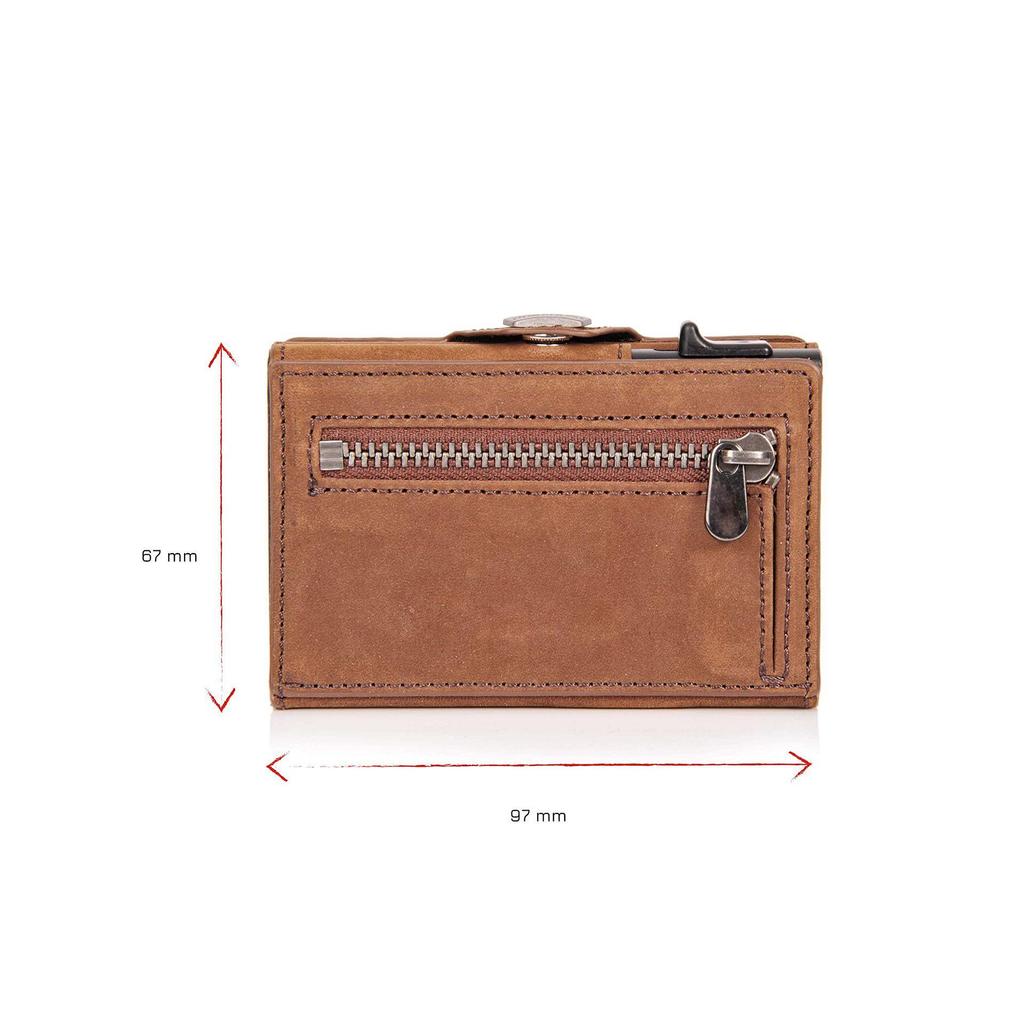 RFID Men's Top Layer Cowhide Short Wallet - Multifunctional Crazy Horse Leather Card Holder