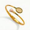 Open Sports Style Bangle Gold Inlaid Rhinestones Bracelet Simple Tennis Racket Bracelet  Girl