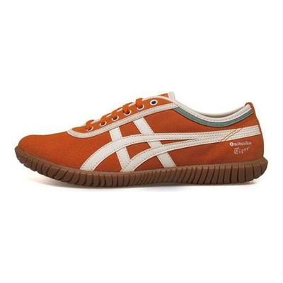 Tsunahiki Retro Sports Leather Synthetic Durable Low-Top Casual Running Shoes Unisex Sneaker Orange 1183A085-800