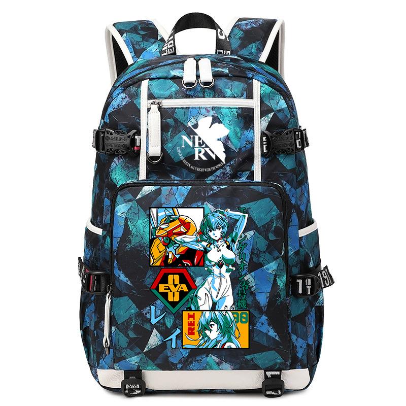 Sac à dos étudiant imprimé anime Evangelion Grande capacité Sac à dos décontracté pour garçons filles École Voyage