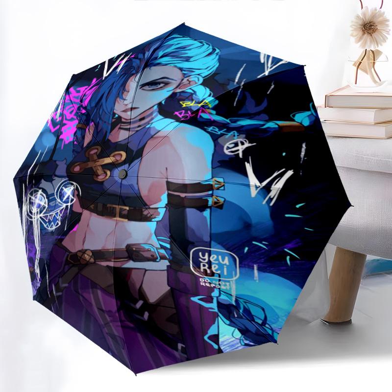 Blue Fury: Warrior's Resolve Folding Umbrella Suitable for All Seasons Umbrella Sun Umbrella Light Umbrella