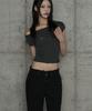ETRE AU SOMMET Pigment Damage Panel Short Top (Dark Gray)