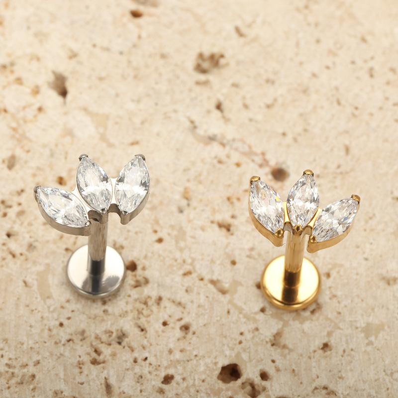 G23 Τιτάνιο Piercing Labret Εσωτερικό Σπείρωμα Piercing Χειλιού Marquise Ζιργκόν Χείλιου Καρφάκι Πίρσινγκ Αυτιού Οστού Σώματος Κοσμήματα