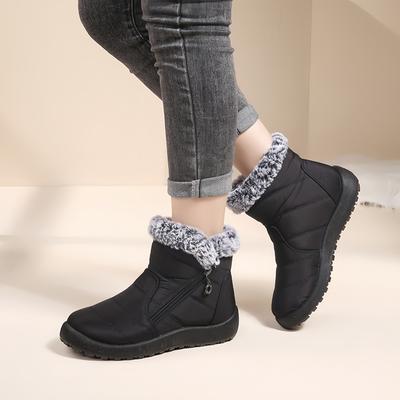 Waterproof Snow Boots Women Winter Shoes Warm Plush Cold Winter Ladies Ankle Boots Flat Non-slip Black Red Big Size 42 DX667