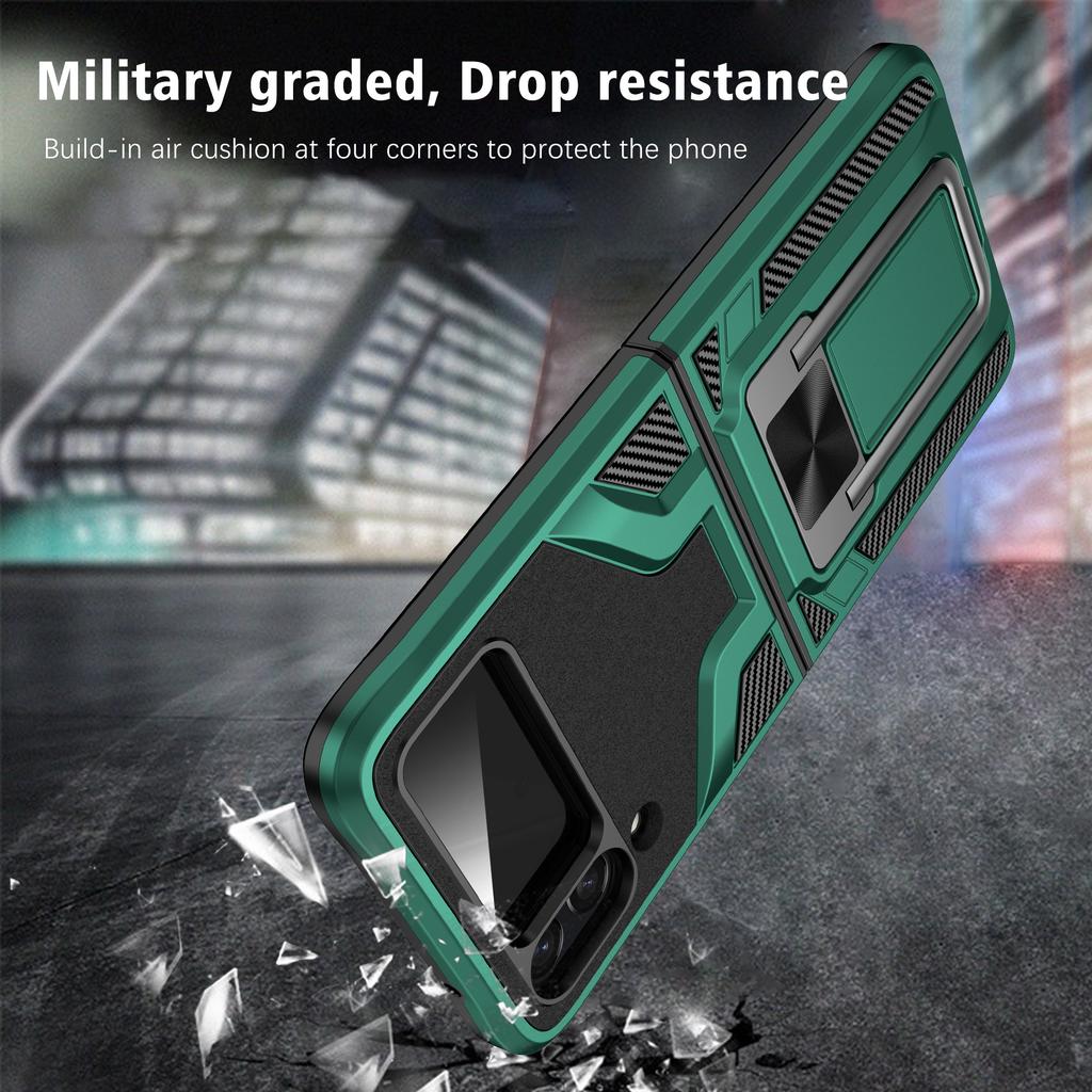 Shockproof Metal Ring Kickstand Case For Samsung Galaxy Z Flip 4 Flip4 Flip3 Flip 3 5g Anti -Knock Folding Cover Cases