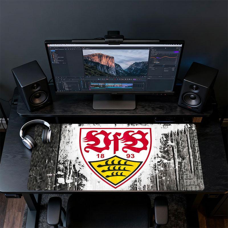 VfB Stuttgart Mouse Pad, Large Gaming Desk Mat, Non-slip XXL Mousepad for Laptop & Tablet, Mini PC Playmat with Stitched Edges