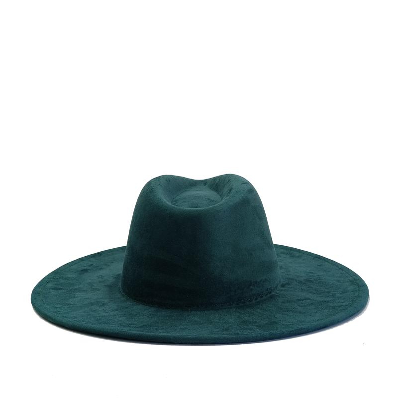 Teal Suede Hat Wide Brim 34 Colors Fedora Hat Men Women Autumn Winter Felt Jazz Hats Classic Church Fedoras Chapeau Sombrero Muj