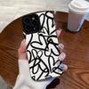 Love Heart Black and White Simple Graffiti Silicone Case Compatible with iPhone Case (iPhone 16 Pro Max)