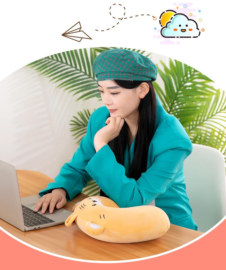 Cartoon Memory Foam U-Shaped Neck Pillow for Travel and Office