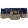 Garden Sofa Set with Cushions 6 Pcs Grey and Navy Blue Poly Rattan