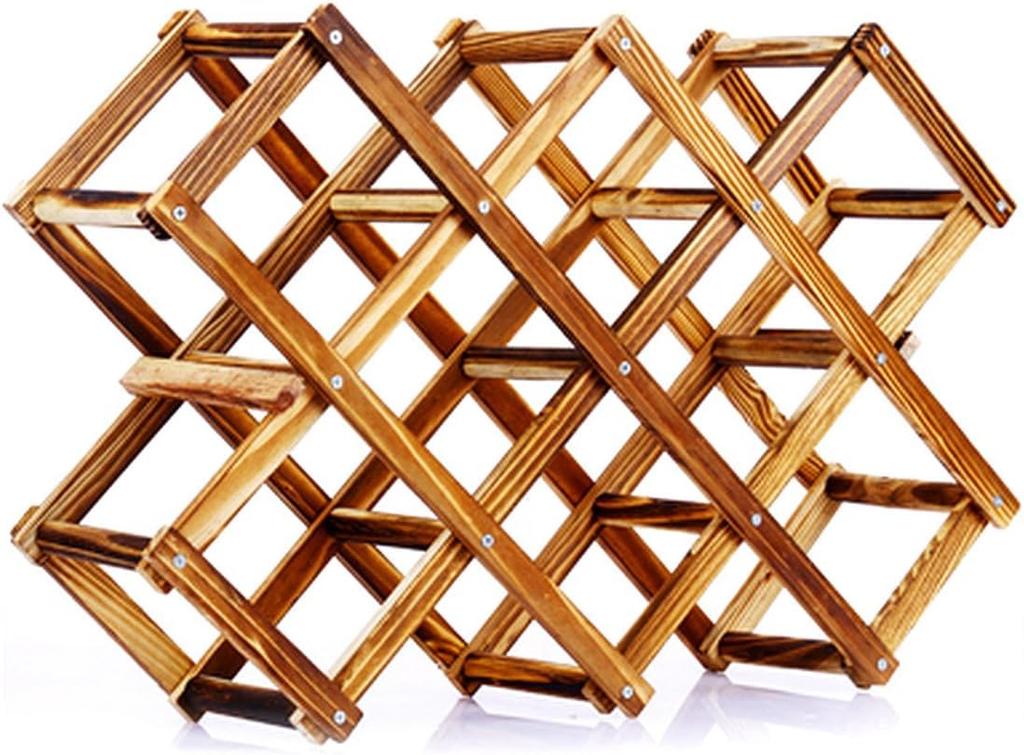 Anberotta Folding Wooden Wine Rack, Vintage Wine and Champagne Bottle Holder, Wood Storage Case, Stand, Interior Display (Holds 10 Bottles) N-W77