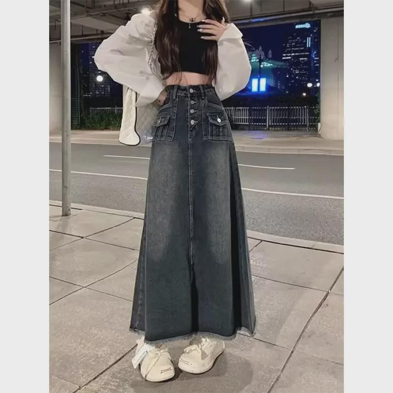 Damen-Retro-Jeansrock in A-Linie mit hoher Taille – Herbstkollektion 2025