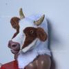 Movable Mouth Plush Cow Mask Funny Animal Headgear Halloween Cosplay Party Prop