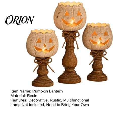 Halloween Party Table Accents Rustic White Pumpkin Tealight Candle Holder Set, Farmhouse Tea Light Distressed Resin Ornaments Holders Decor,