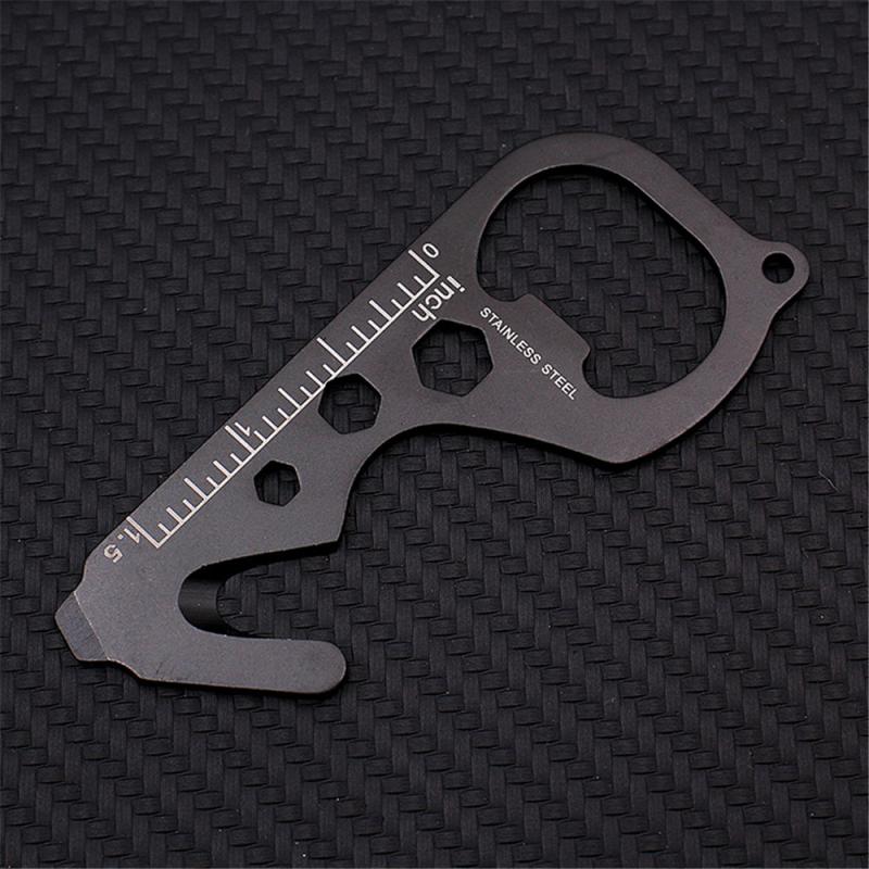 Nyckelring med kapsylöppnare Universal Multifunktionell Kapsylöppnare Sexkantigt Hänge Stål Nyckelformad Utomhus Kortverktyg