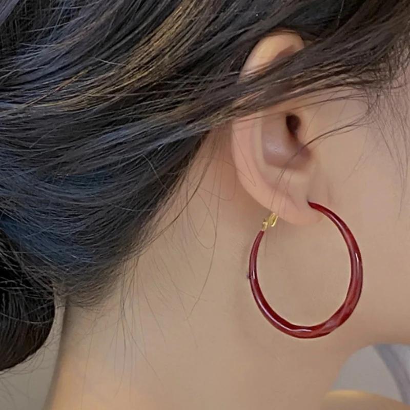 1pair Sweet Candy Color C-Ring Earrings For Women Fashion Simple Hoop Earring Temperament Jewelry Holiday Party Accessories