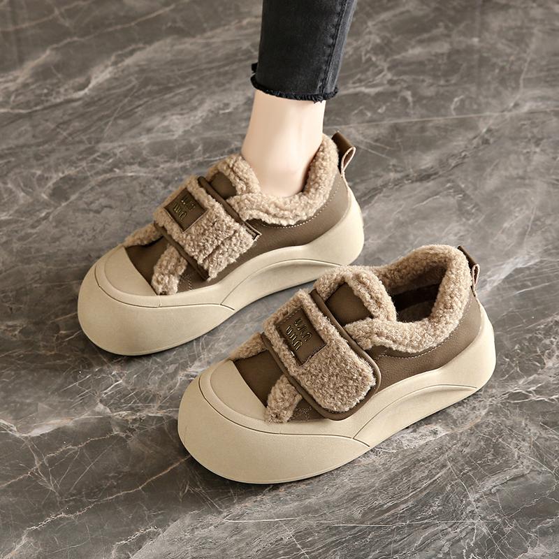 Platform Cotton Shoes Winter New Velcro Velvet Pregnant Women Casual Sports Shoes Warm Fluffy Shoes