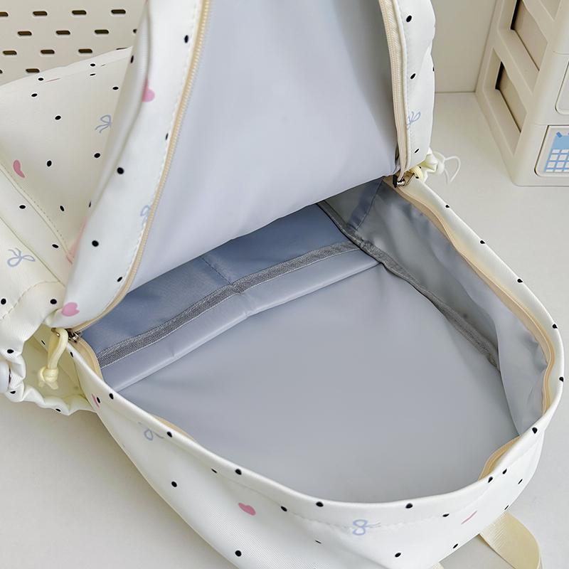 Student Schoolbag Large Capacity Multi-Function Backpack Dot Bow Print Women's Lightweight Backpack