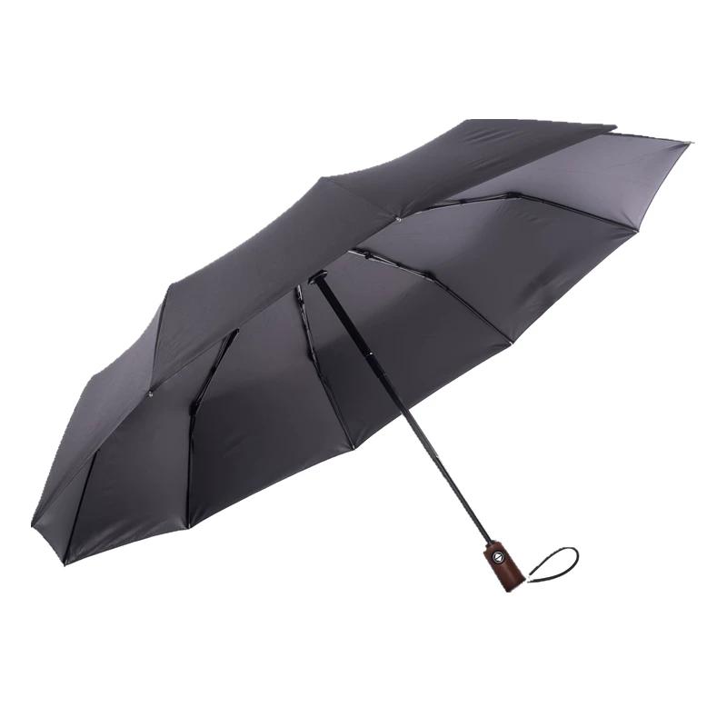 German 10-Bone Automatic Three Foldable Umbrella Business Men Thick Umbrella Bone Windproof Vinyl Sun Protective Sun Umbrella