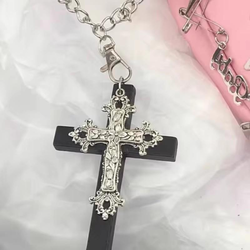 Trendy Gothic Pink Cross Necklace for Women - Stylish, Unique, and Versatile Design