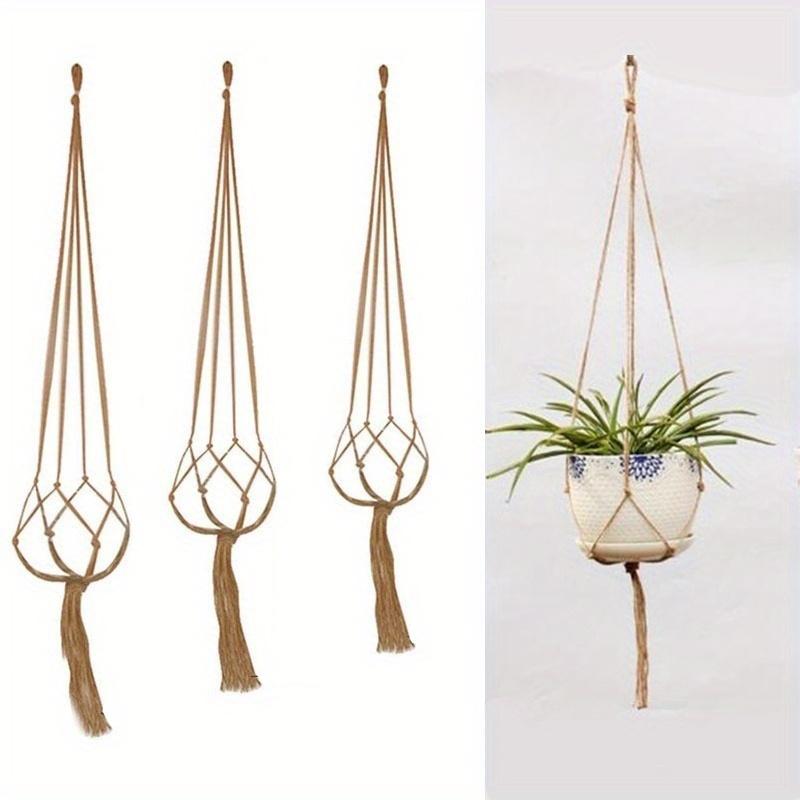 

1Pc Vintage Decor Hanging Flower Pots Holder Hanging Basket Flower Pot Net Basket Sling Cotton Rope Garden Decoration Macrame Plant Hanger 50cm/19.69in