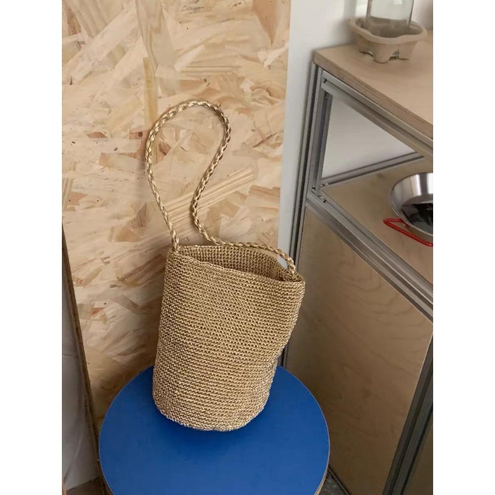 Explosive Flash Blue Niche Handmade Woven Shoulder Bag Casual Ins Korean Versatile Bucket Bag Handbag Armpit Bag