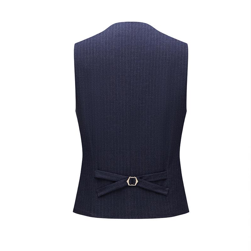 Korean Style Men's Slim Fit Blue Striped Three-Piece Suit