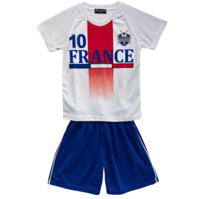 Ensemble de football enfant maillot et short - Inspiré de France - Blanc - Blanc