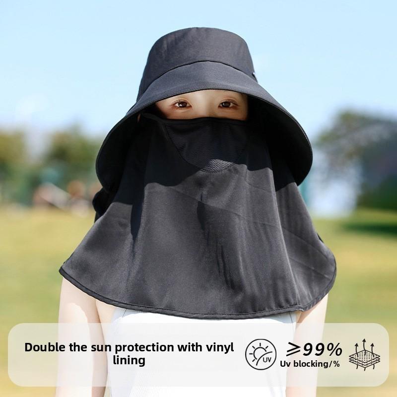 Sun Protection Cap With Neck Cover For Women Autumn Sun Shield Adjustable Wide Brim Fishing Hat