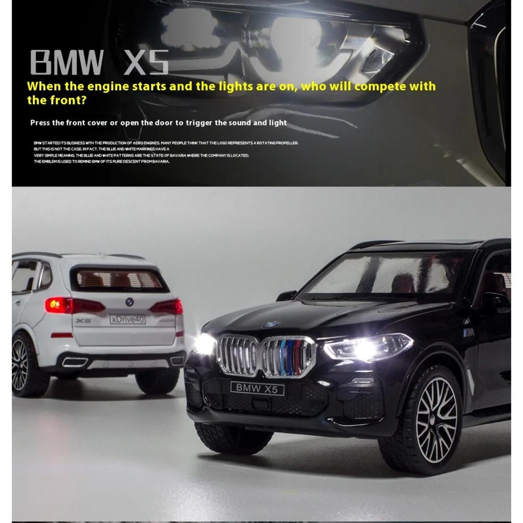 1/32 BMW X5 SUV Alloy Off Road Diecast Model Simulation Sound Light Toy Trendy Decorative Ornament Birthday Present for Friends