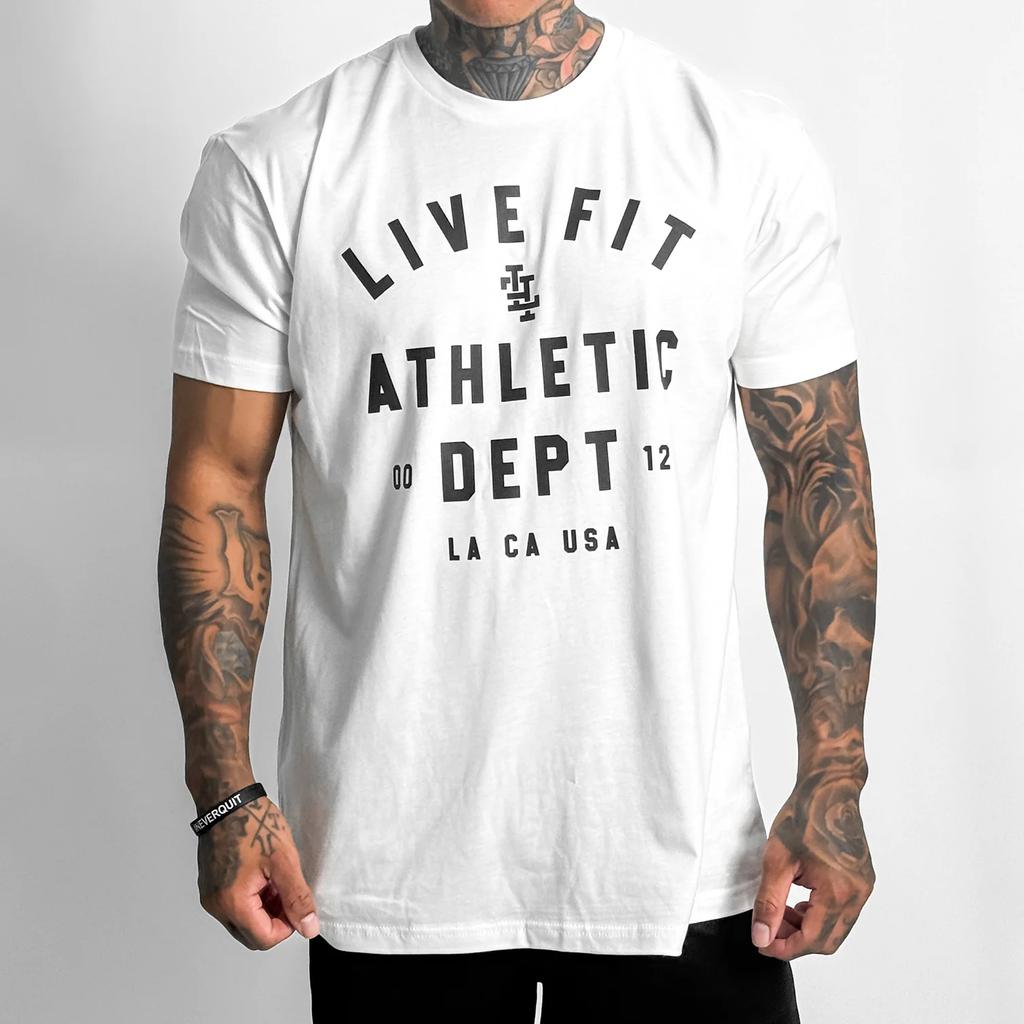 Mens Sports Short Sleeve Cotton Tshirts Gym Fitness Bodybuilding Workout Muscle Clothing Summer Breathable Casual Tee Shirts