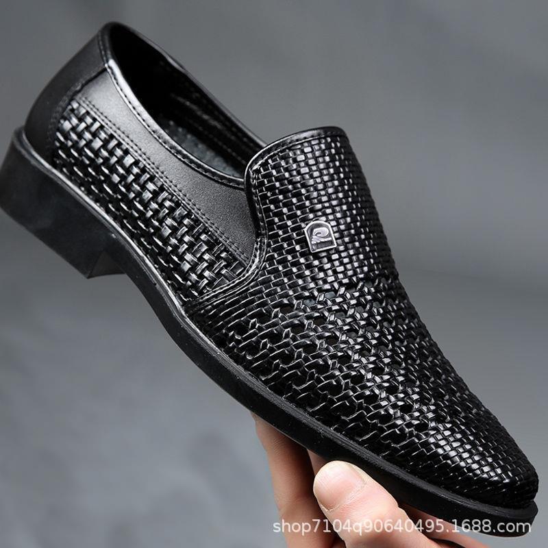 Leather Business Sandals for Men Breathable Loafers Office Party Wedding Men Shoes Mesh Sandals Men Shoes