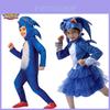 Fantasia de Sonic para Cosplay, Macacão Infantil para Halloween e Brincadeiras de Faz de Conta