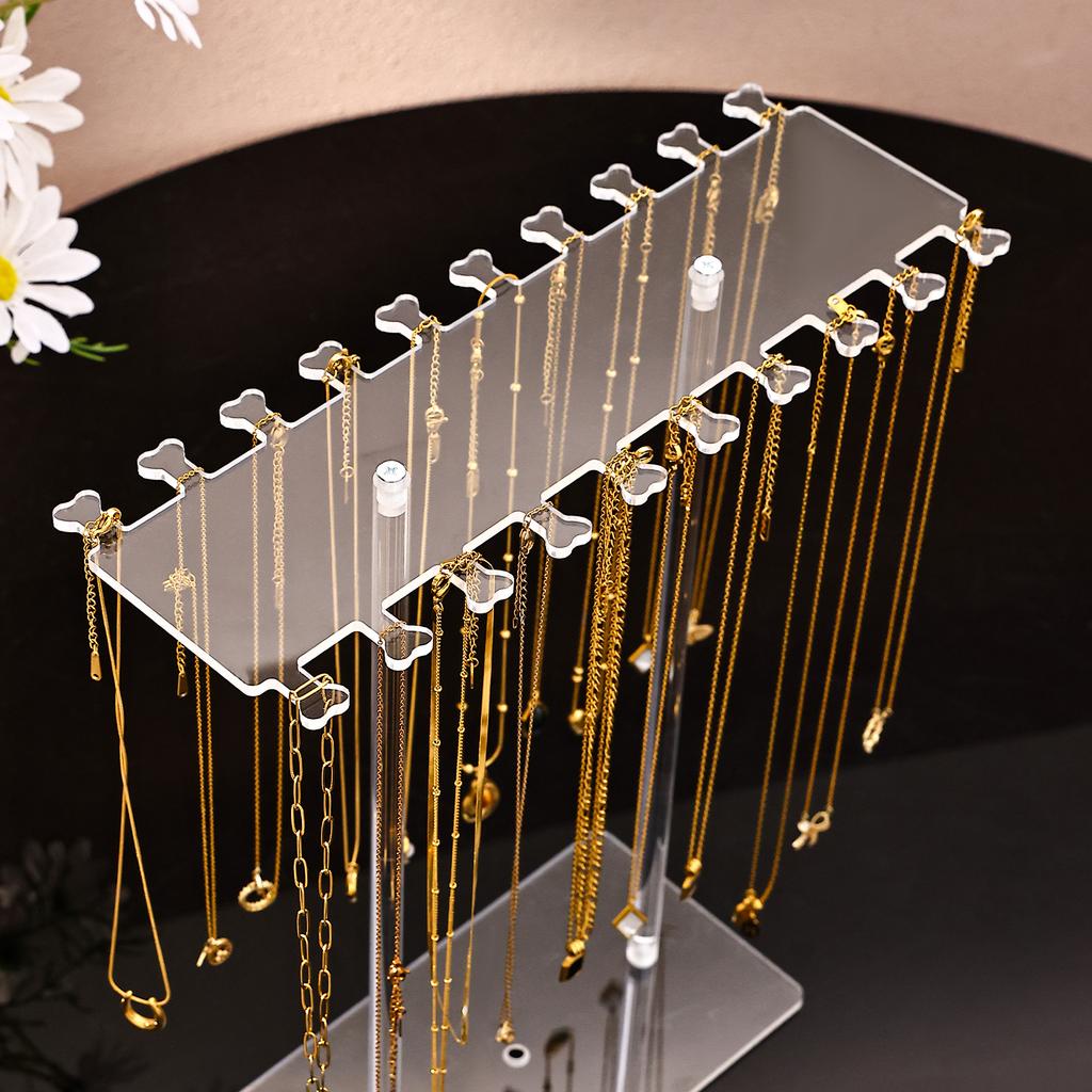 1pc Transparent Acrylic Desktop Necklace Display Rack, Dressing Table, Jewelry Organizer, Multifunctional Counter Display Props