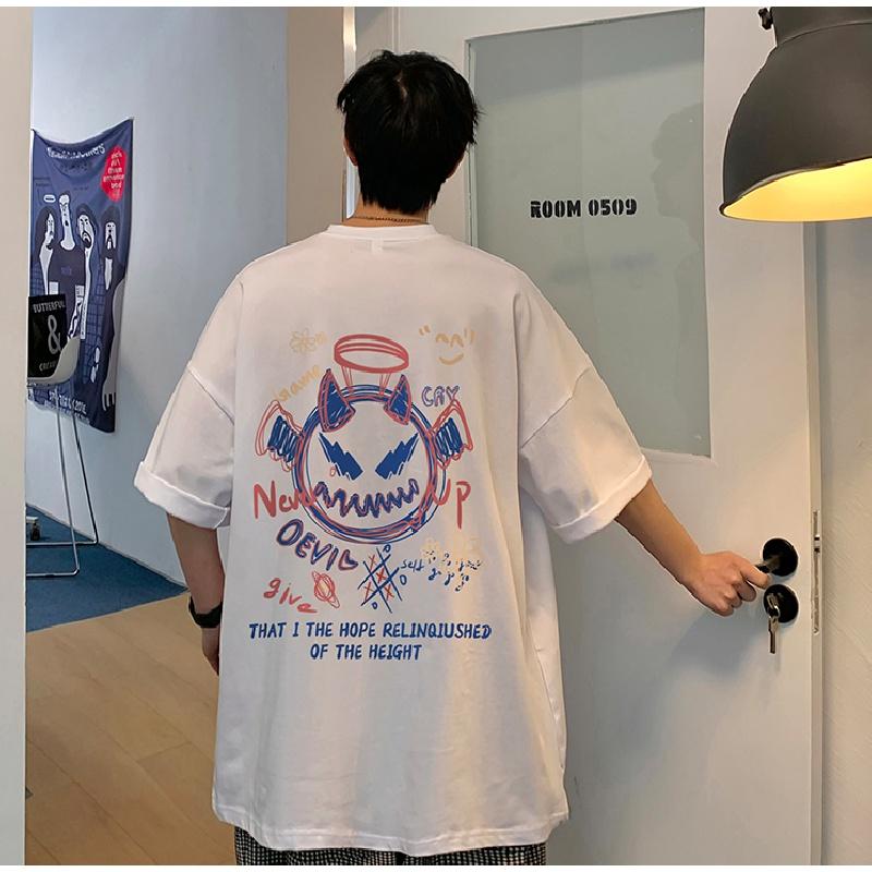 

Мужские футболки с коротким рукавом с буквенным графическим принтом, модные футболки с короткими рукавами, мужская одежда, повседневная футболка, мужские летние топы в корейском стиле ретро для L белый