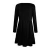Ladies' Casual Round Neck Long Sleeved Dress Color Loose Waist Pleated Dress