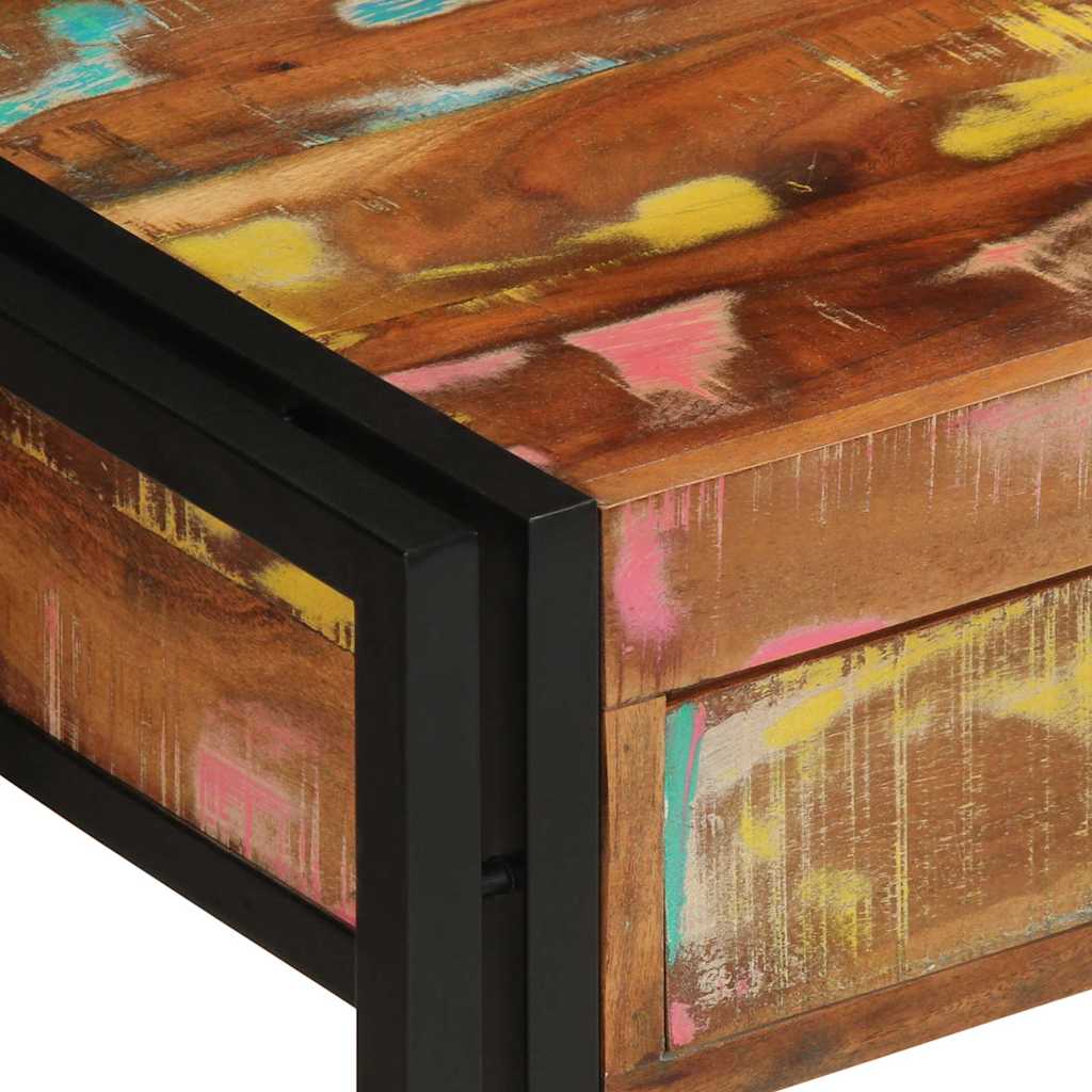 Console Table with Shelf Multicolored Solid Reclaimed Wood