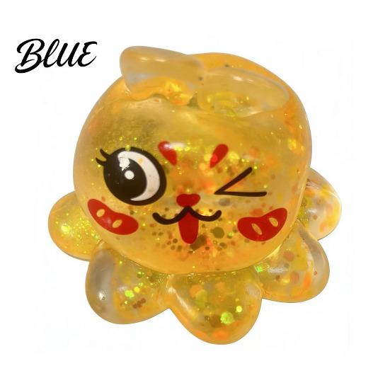 Octopus Sensory Toy Bunny Ear Squeeze Stress Relief Glitter Sugar Ball Slow Rebound Reliever Anxiety Relieving Clear Animal Hand Relaxation Tool TPR