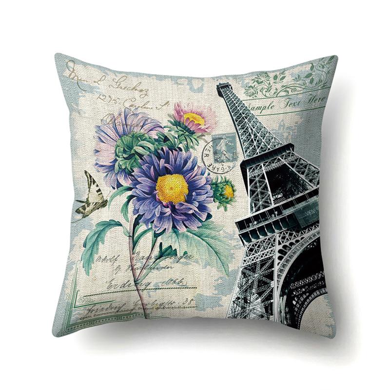 Polyester Pillowcase Automobile Decoration Retro Print Pillowcase Waist Cushion Cover Tower Bedside Cushion Cover