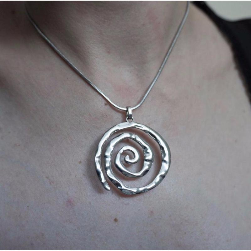 Bohemian Y2K Spiral Charm Necklace - Stainless Steel Snake Chain