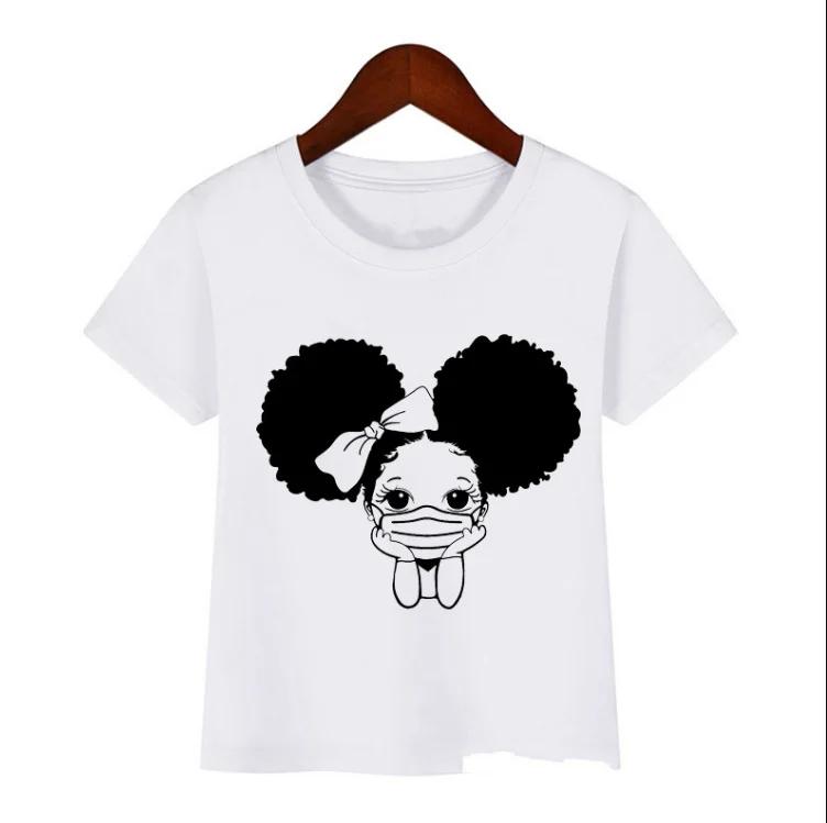 Summer Melanin Baby Girls Tshirt Cute Black Girl Magic Toddler Kids Top Tee Funny Lovely Childrens Polyester Fiber Clothing