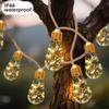 Solar Hemp Rope Fairy String Lights Waterproof Outdoor Decorative Lights for Patio Garden Party Decor